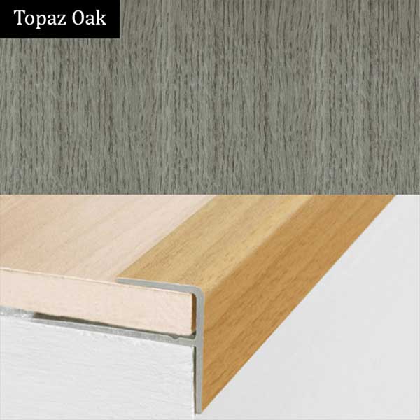 15mm x 22mm  Push-In Aluminium Wood Effect Stair Nosing Edge Trim For 8mm Flooring