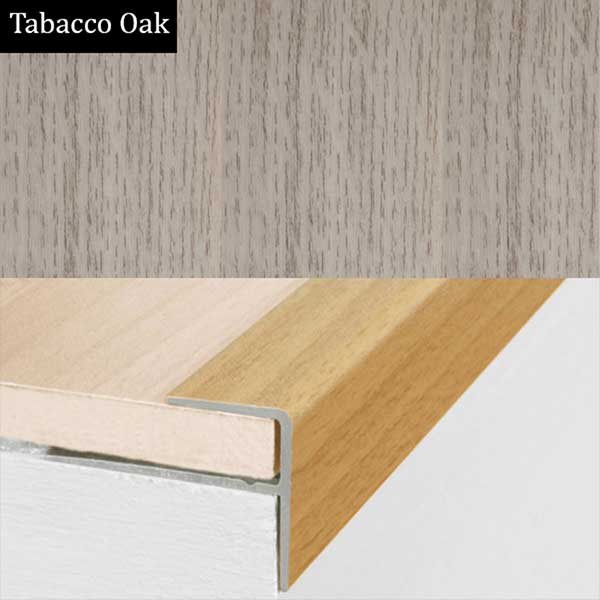 15mm x 22mm  Push-In Aluminium Wood Effect Stair Nosing Edge Trim For 8mm Flooring
