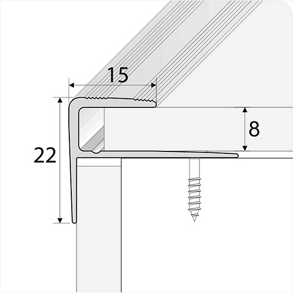 15mm x 22mm  Push-In Aluminium Wood Effect Stair Nosing Edge Trim For 8mm Flooring