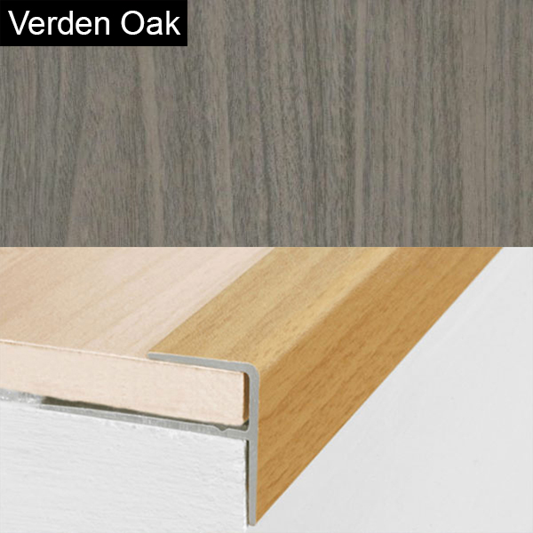 15mm x 22mm  Push-In Aluminium Wood Effect Stair Nosing Edge Trim For 8mm Flooring