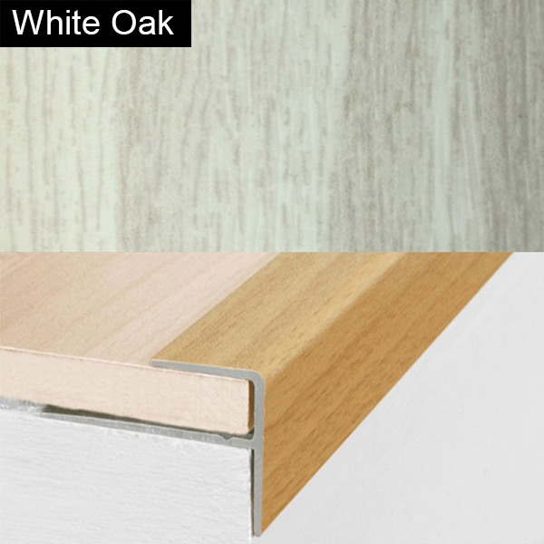 15mm x 22mm  Push-In Aluminium Wood Effect Stair Nosing Edge Trim For 8mm Flooring