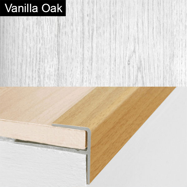 15mm x 22mm  Push-In Aluminium Wood Effect Stair Nosing Edge Trim For 8mm Flooring