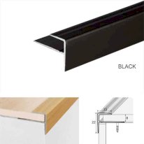 black Non-slip aluminium stair edge trim for laminate or tiled stairs