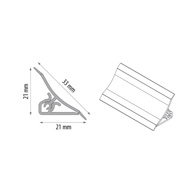 2.5m Worktop PVC Profile Trim Edging 33mm Wide Splashback Accessories