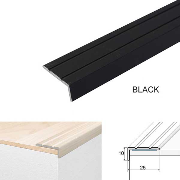 25mm x 10mm Aluminium Non Slip Stair Edge Nosing Self Adhesive