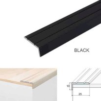 black aluminium non-slip stair nosing, self-adhesive edge trim for stair safety