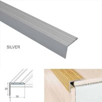Commercial stair edge protection trim in silver finish