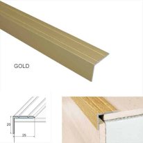 Commercial stair edge protection trim in gold finish