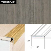 Wood effect aluminium stair edge trim for laminate and wooden stairs