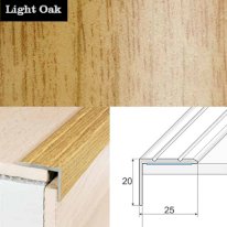 Wood effect aluminium stair edge trim for laminate and wooden stairs