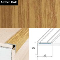 Wood effect aluminium stair edge trim for laminate and wooden stairs