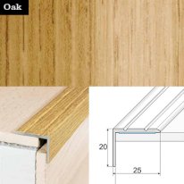 Wood effect aluminium stair edge trim for laminate and wooden stairs