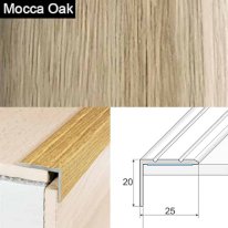 Wood effect aluminium stair edge trim for laminate and wooden stairs