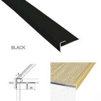 non slip black aluminium stair nosing with PVC insert – anti-slip edge for vinyl flooring