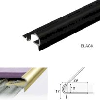 DDA compliant aluminium stair trim on external tiled staircase in black