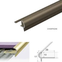 DDA compliant aluminium stair trim on external tiled staircase in champagne