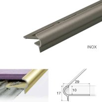 DDA compliant aluminium stair trim on external tiled staircase in inox