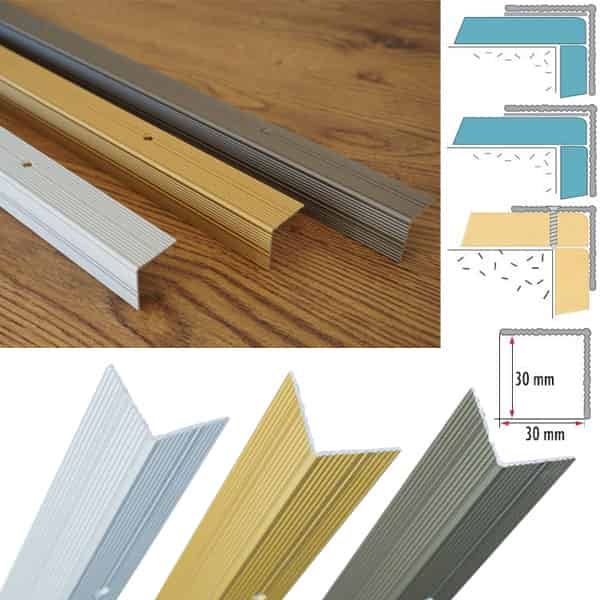 Durable anodised aluminium stair nosing for stair edge protection