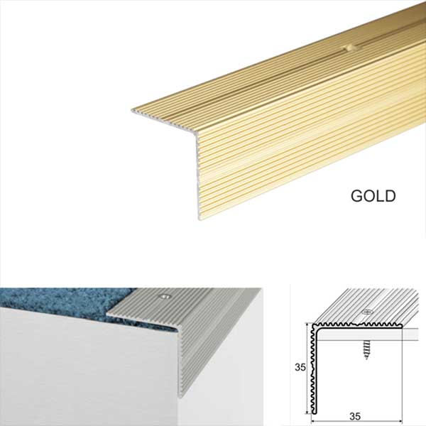 35mm x 35mm Non Slip Stairs Nosing For Wooden Stair Treads Screw Fix