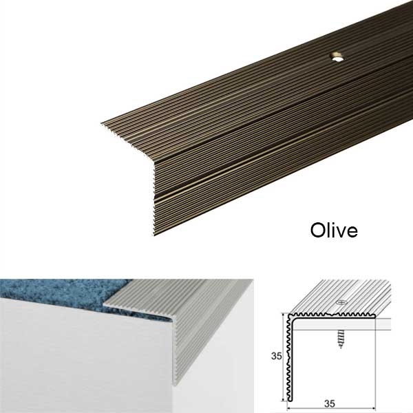 35mm x 35mm Non Slip Stairs Nosing For Wooden Stair Treads Screw Fix