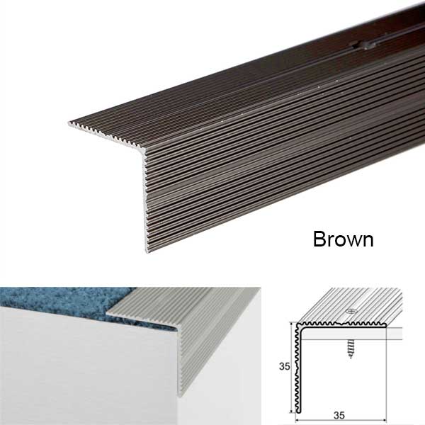 35mm x 35mm Non Slip Stairs Nosing For Wooden Stair Treads Screw Fix