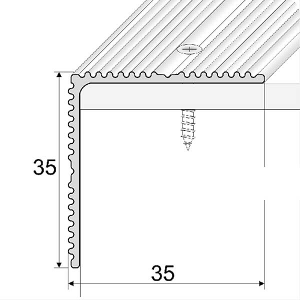 35mm x 35mm Non Slip Stairs Nosing For Wooden Stair Treads Screw Fix
