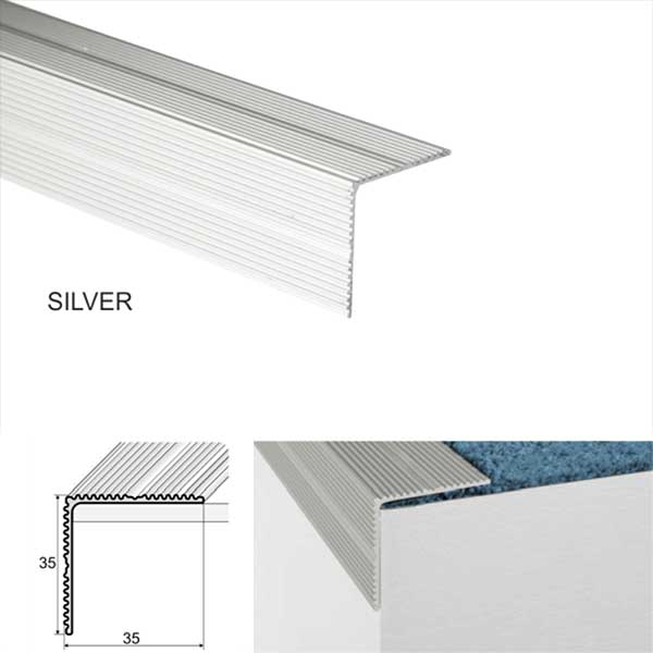 35mm x 35mm Self Adhesive Aluminium Stair Nosing for Edge Protection