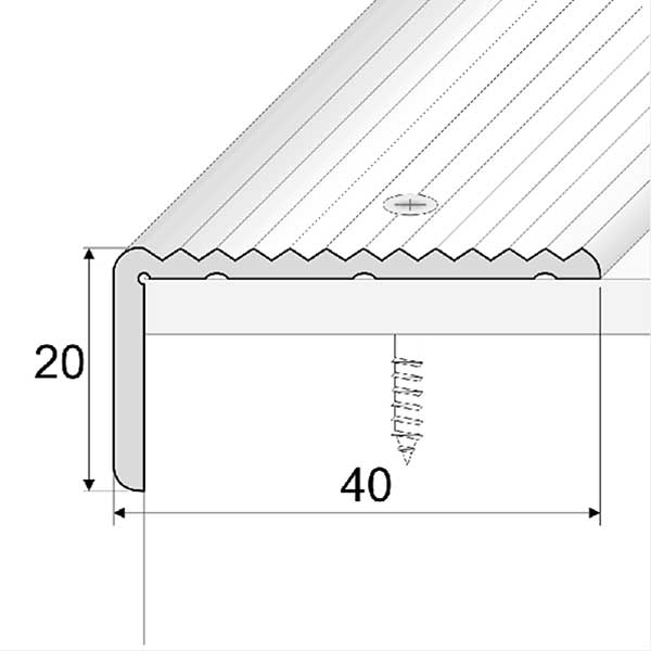 40mm x 20mm Anti-Slip Aluminum Stairs Nosing For Wooden Treads