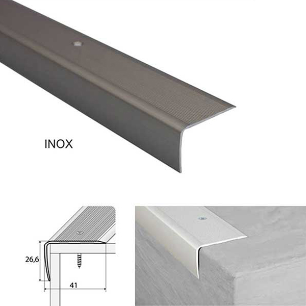 41mm x 26.6mm Non Slip Aluminium Stair Nosing for Wooden Stair Treads