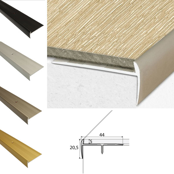 44mm x 20.5mm Luxury Click Vinyl Flooring Stairs Nosing Screw Fix