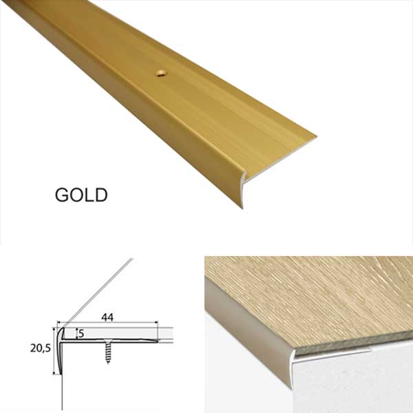 44mm x 20.5mm Luxury Click Vinyl Flooring Stairs Nosing Screw Fix