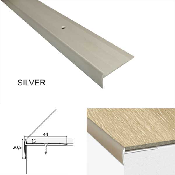 44mm x 20.5mm Luxury Click Vinyl Flooring Stairs Nosing Screw Fix