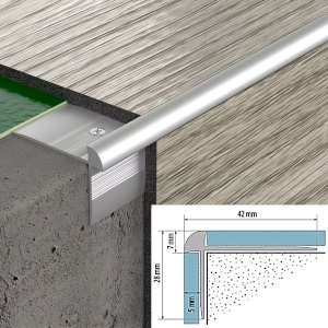 5mm LVT Outer Corner Vinyl Flooring Silver Stair Nosing Edge Profile