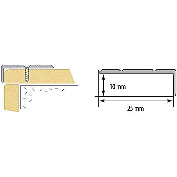 25mm x 10mm Aluminium Non Slip Stair Edge Nosing Self Adhesive