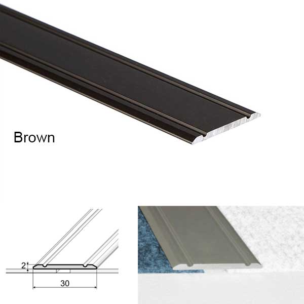 Aluminium Flat Door Threshold Self Adhesive For Wooden or Carpet Vinyl Flooring