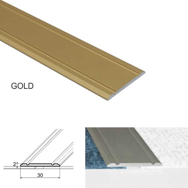 Aluminium Flat Door Threshold Self Adhesive For Wooden or Carpet Vinyl Flooring