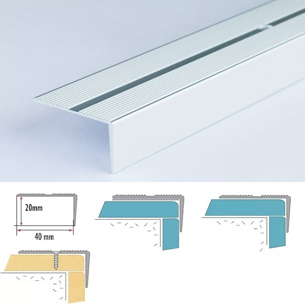 Anodised Anti Slip Aluminium Edge Stair Nosing 2m Long