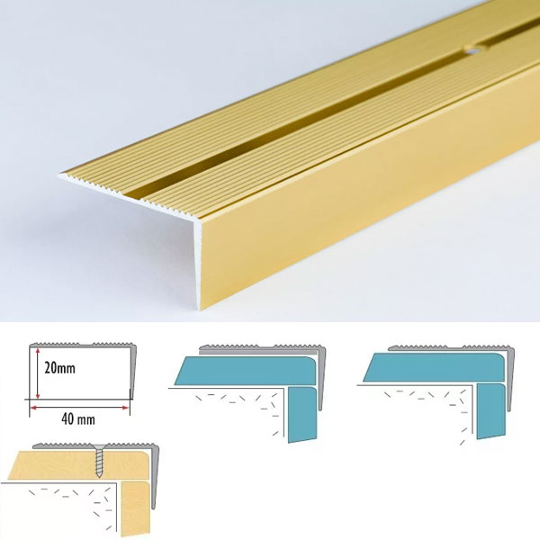 Anodised Anti Slip Aluminium Edge Stair Nosing 2m Long