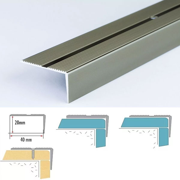 Anodised Anti Slip Aluminium Edge Stair Nosing 2m Long
