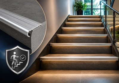 Clean anti-slip stair nosing maintained for safer everyday use