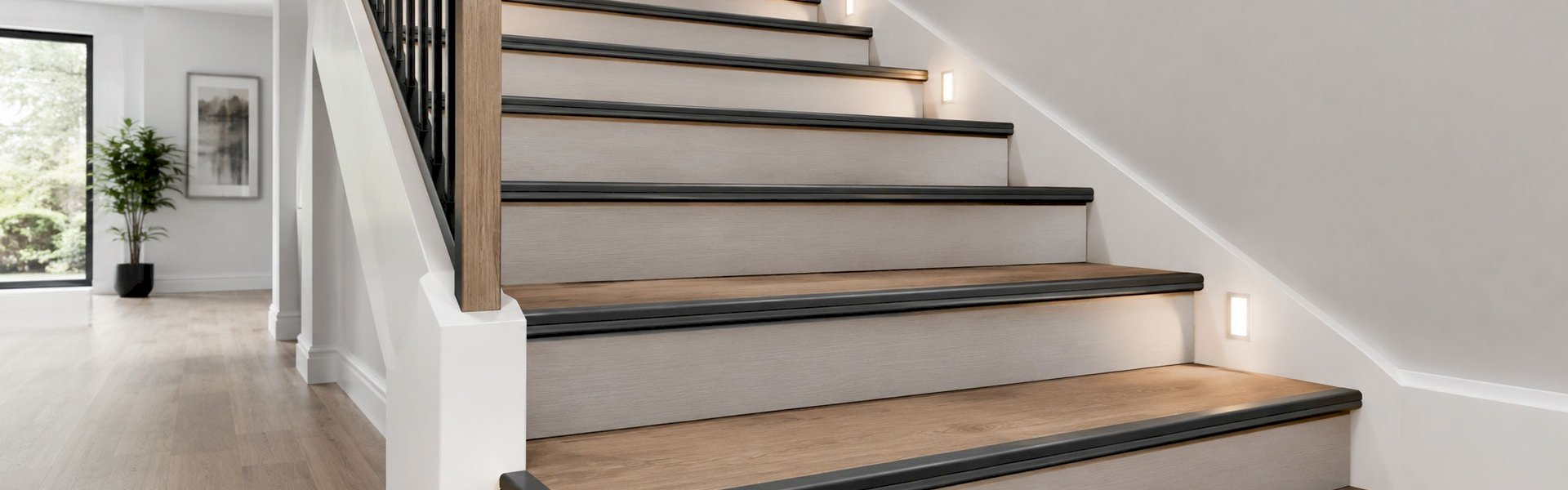Durable stair nosing being cleaned to protect grip and finish