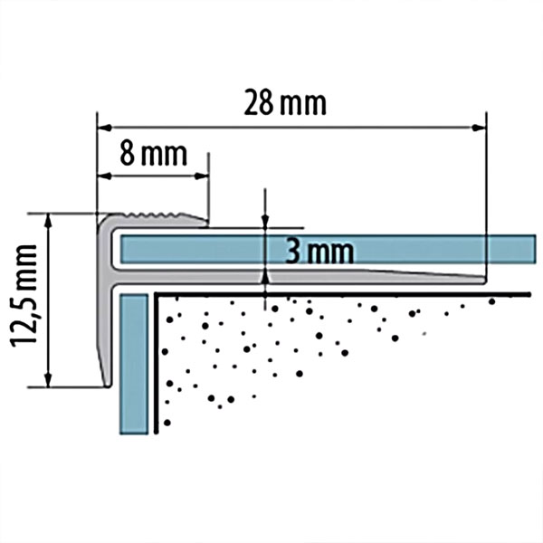 LVT 3mm Stair Nosing Vinyl Flooring Silver Stair Edge Profile Trim