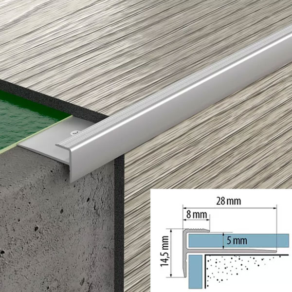 LVT 5mm Stair Nosing Vinyl Flooring Silver Stair Edge Profile Trim