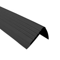Non slip bullnose stair edging with rounded PVC profile black