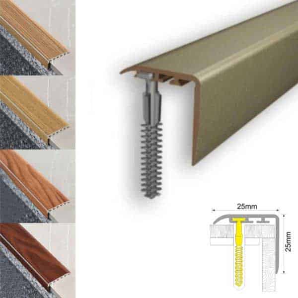 Non Slip UPVC Stair Nosing Edge Trim 25mm x 25mm 