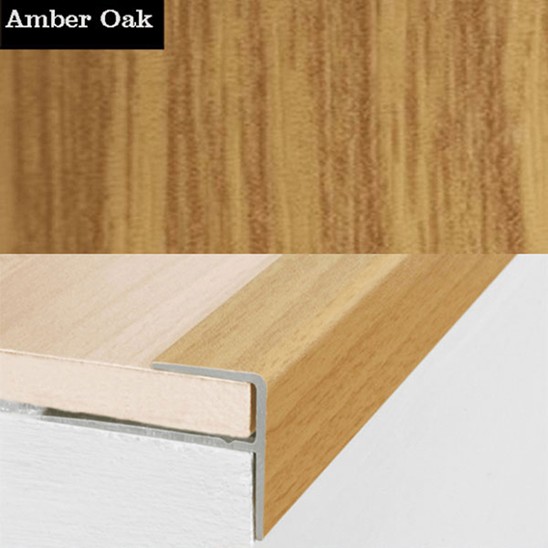15mm x 22mm  Push-In Aluminium Wood Effect Stair Nosing Edge Trim For 8mm Flooring