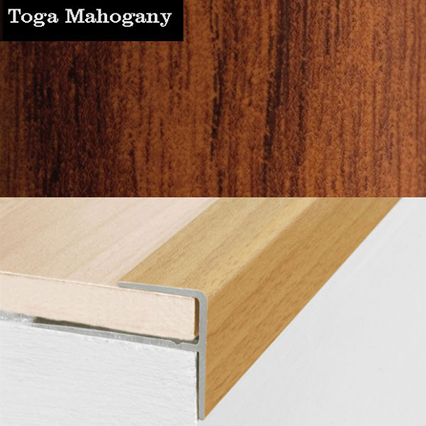 15mm x 22mm  Push-In Aluminium Wood Effect Stair Nosing Edge Trim For 8mm Flooring