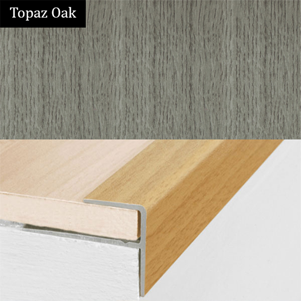 15mm x 22mm  Push-In Aluminium Wood Effect Stair Nosing Edge Trim For 8mm Flooring