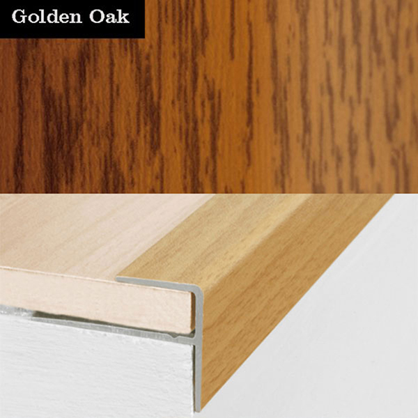 15mm x 22mm  Push-In Aluminium Wood Effect Stair Nosing Edge Trim For 8mm Flooring