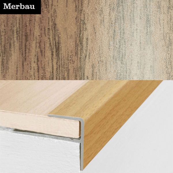 15mm x 22mm  Push-In Aluminium Wood Effect Stair Nosing Edge Trim For 8mm Flooring